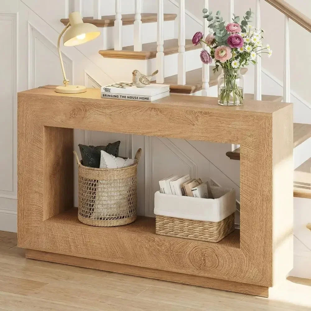 Solid Wood Entryway Table Two Tier Hallway Console