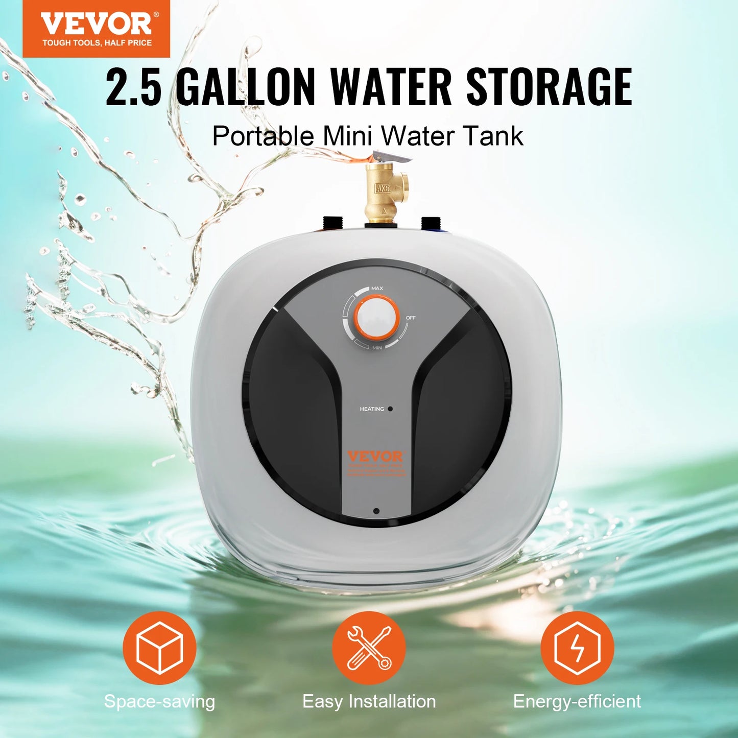 VEVOR Electric Mini Tank Water Heater 1440W For Kitchen