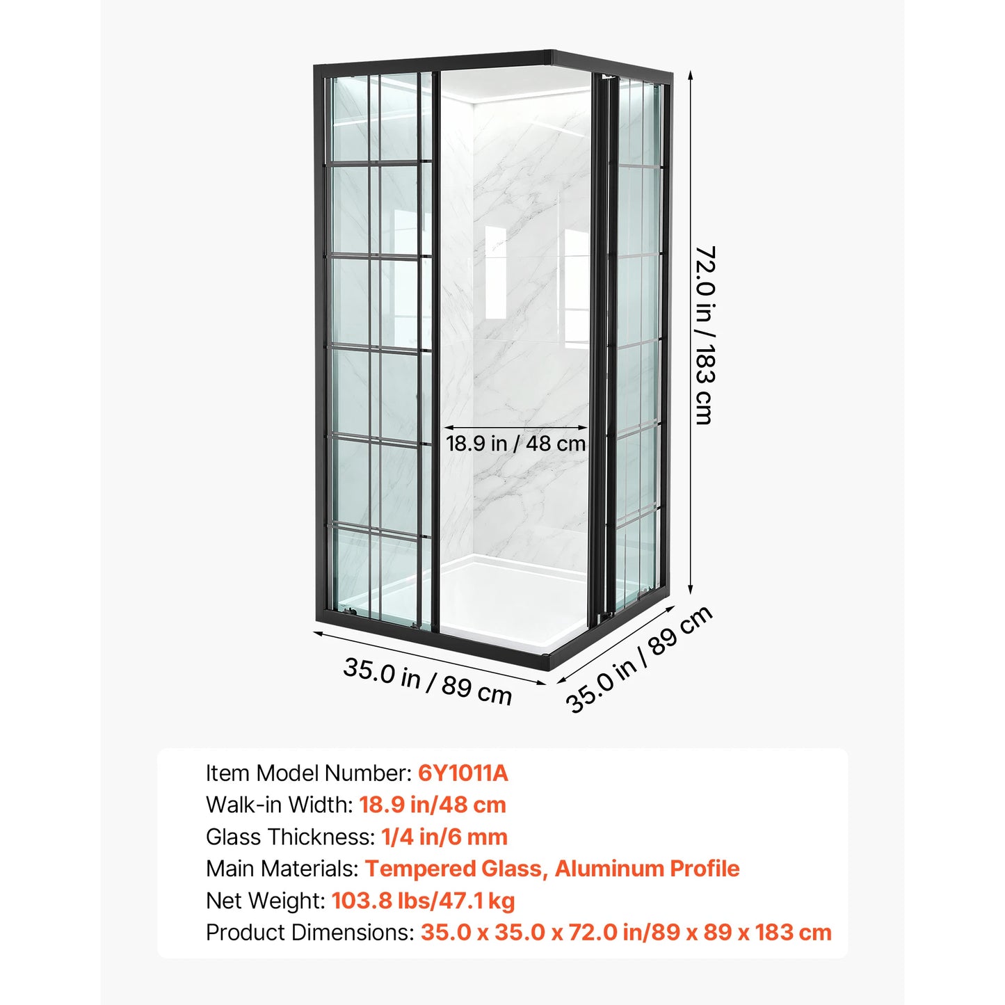 SucceBuy Framed Corner Double Sliding Shower Door With Tempered Glass