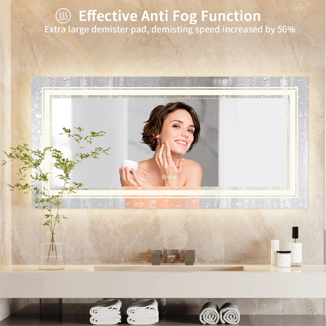 LUVODI Illuminated Bathroom Mirror With Dimmable Three Temperature Lights