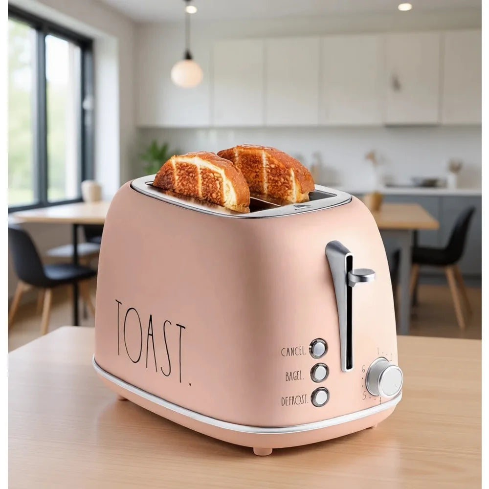 Retro Style Toaster With Wide Slots Bagel Defrost Tray