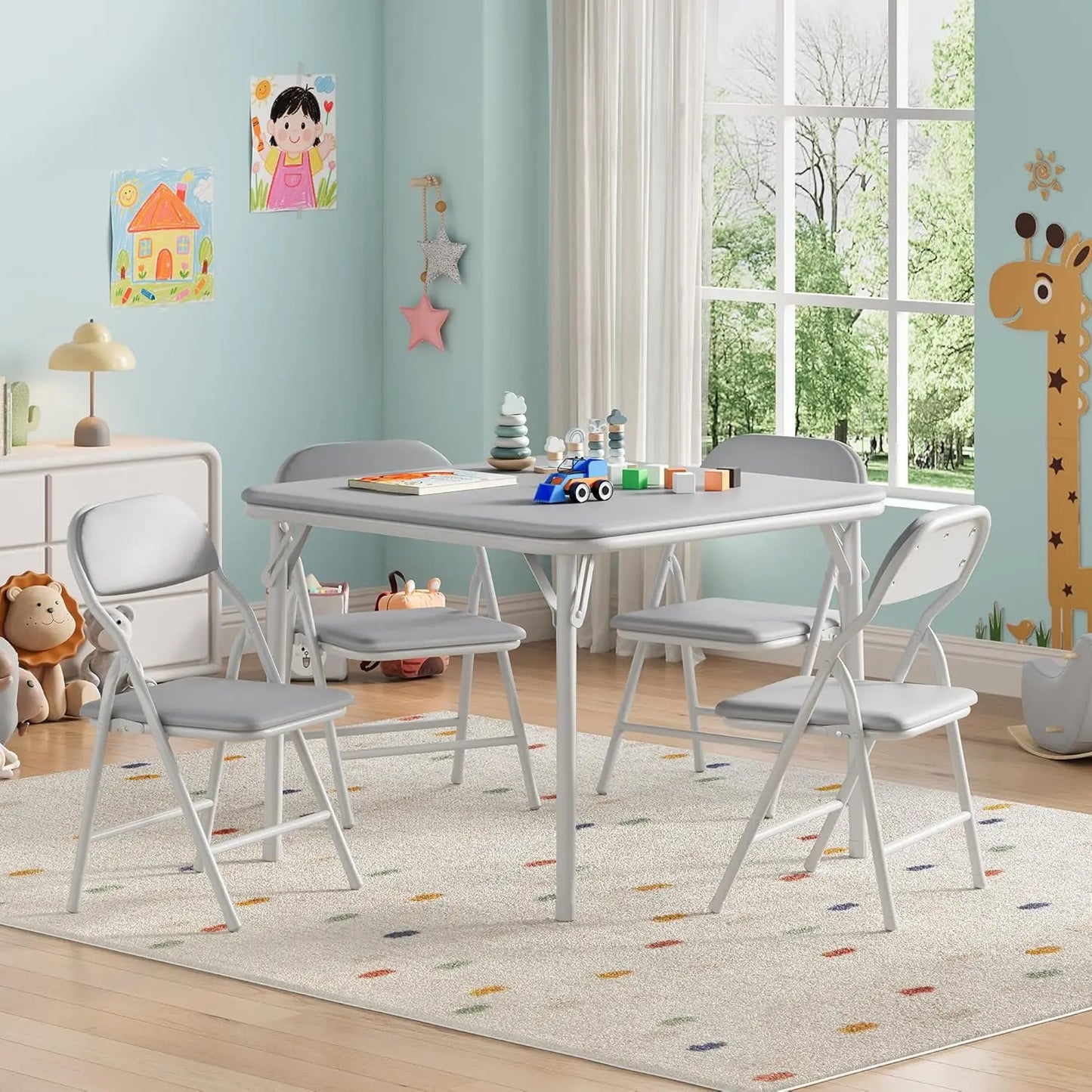 Studyset Kids Folding Table and Chairs Set for Daycare Classrooms
