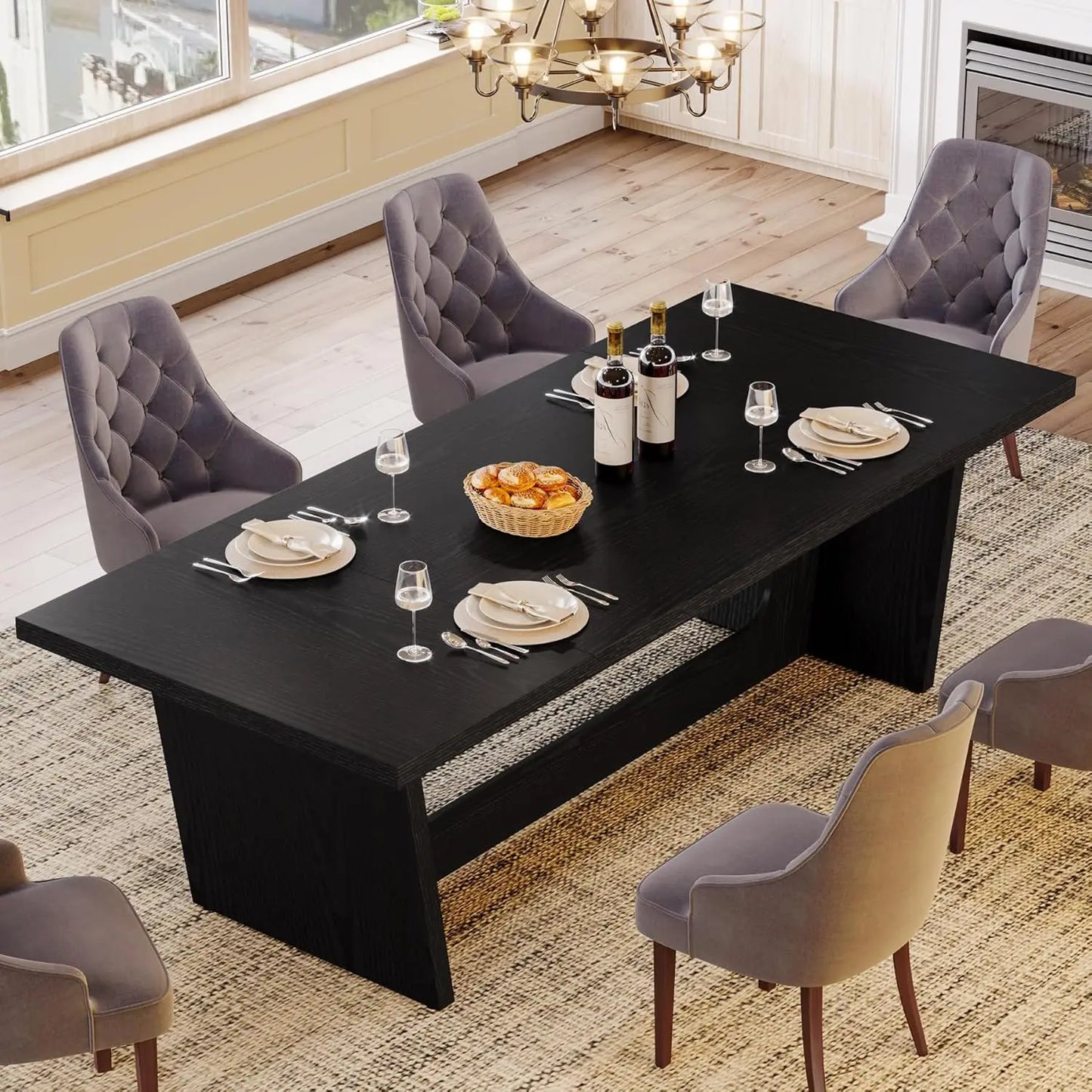 Little Tree Farmhouse Dining Room Table Rectangular With Solid Pedestal