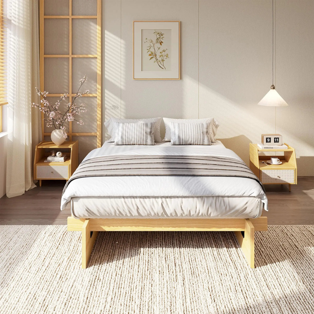 HiMISS Wood Platform Bed Frame Low Profile No Box Spring