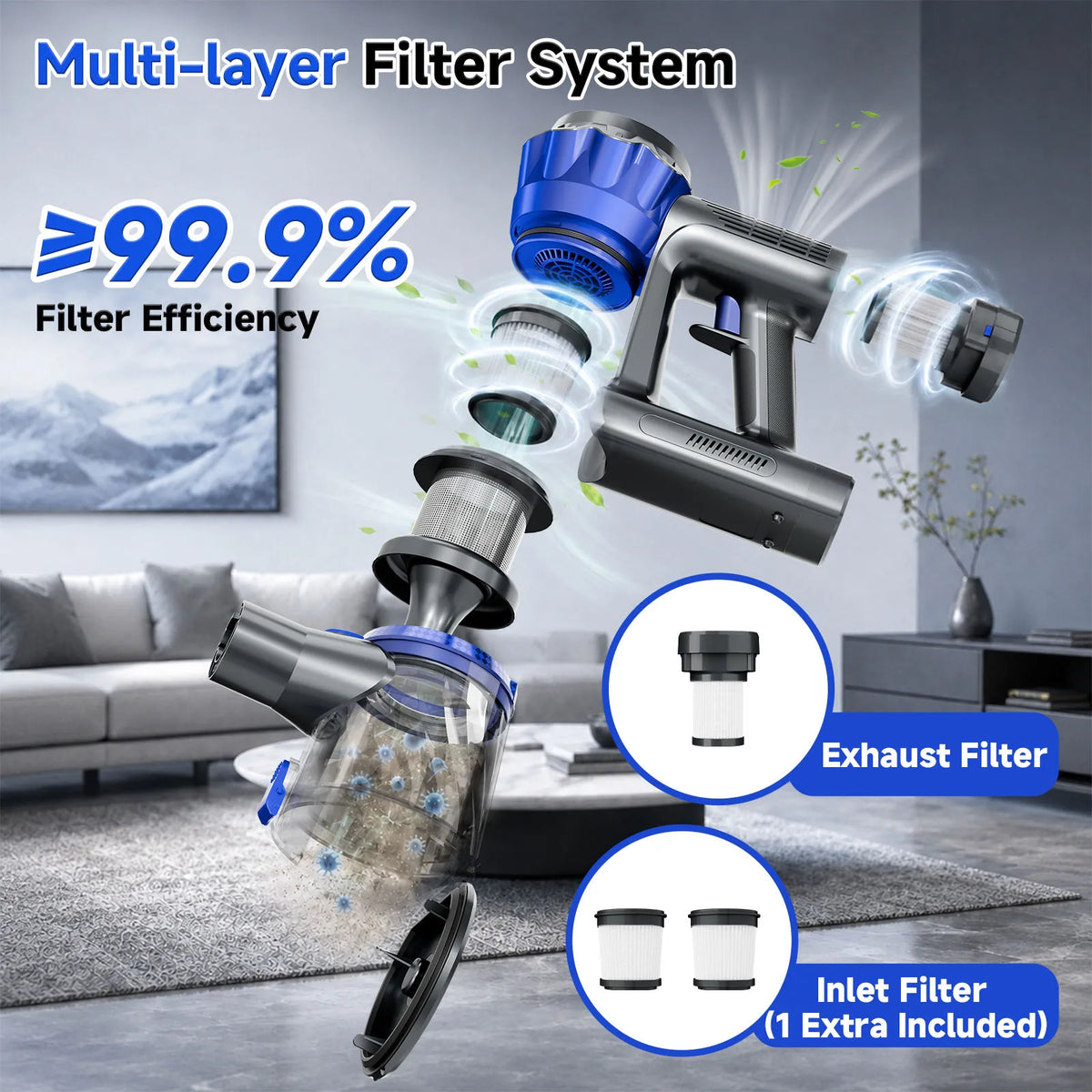 Portable Wireless Vacuum Cleaner With LED Display And Strong Suction