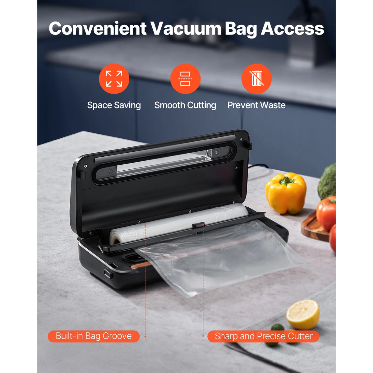 SucceBuy Electric Food Vacuum Sealer With Cutter for Kitchen Storage