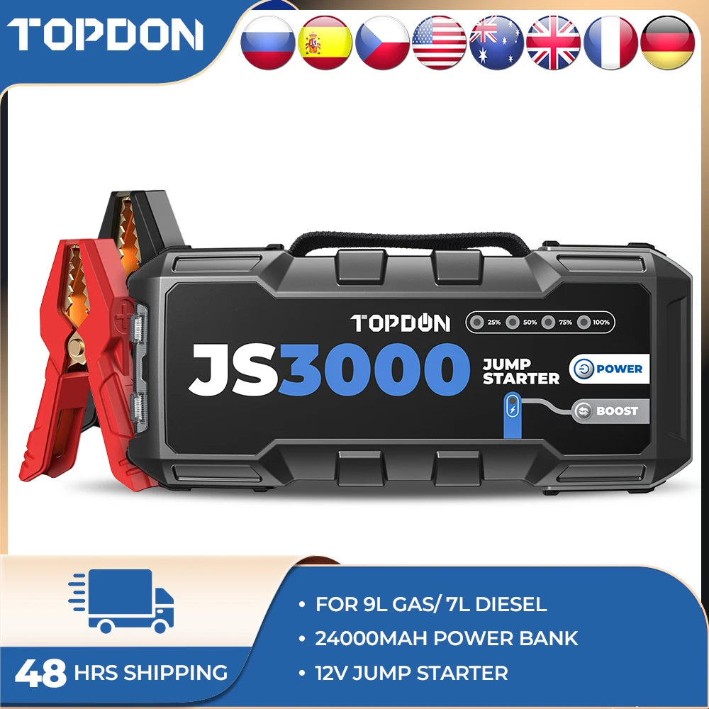 TOPDON JS3000 3000A Car Jump Starter Power Bank Booster