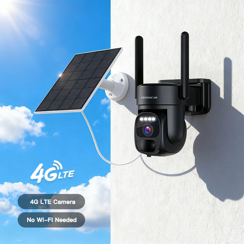SZSINOCAM 4G Solar Powered Outdoor Security Camera With Night Vision
