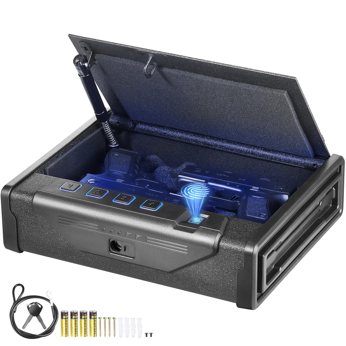 SucceBuy Biometric Fingerprint Pistol Safe Quick Travel Steel Lockbox
