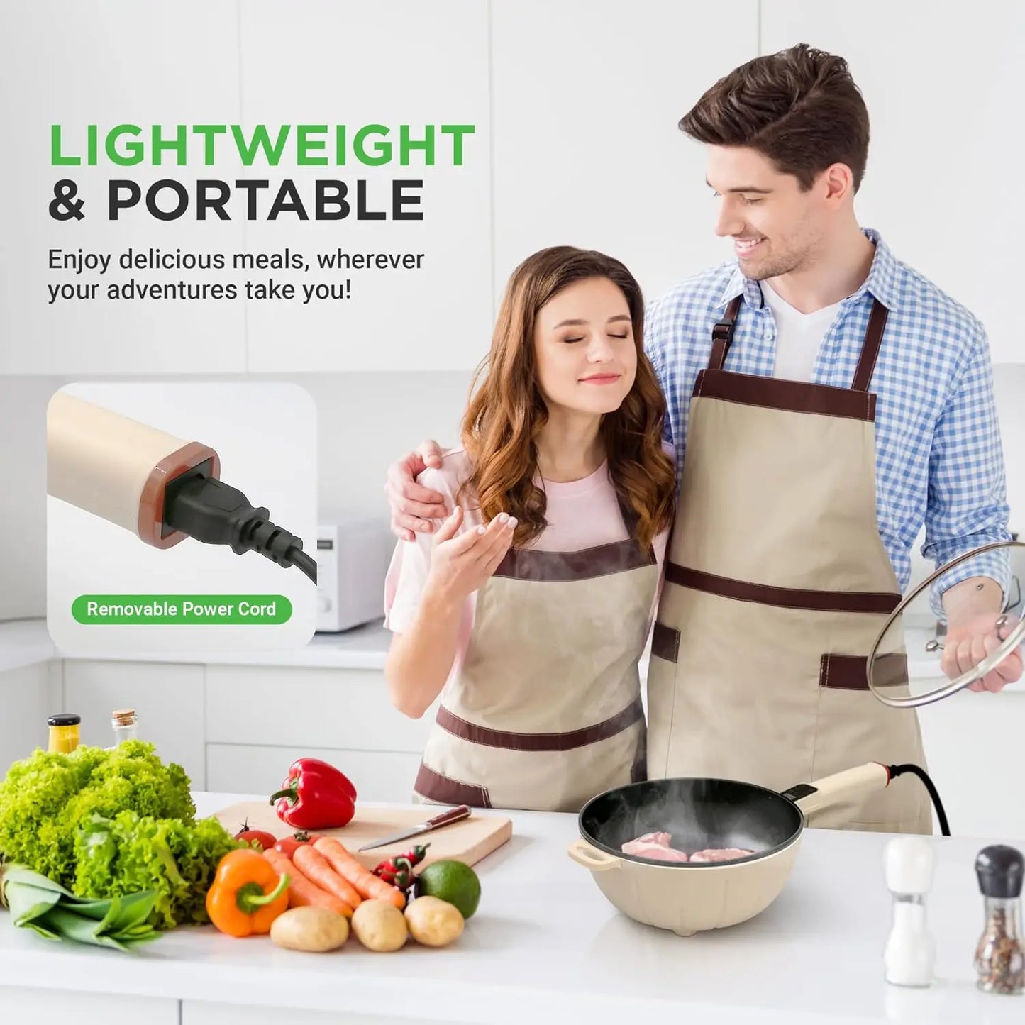 XMSJ 2 In 1 Electric Frying Pan And Steamer Nonstick