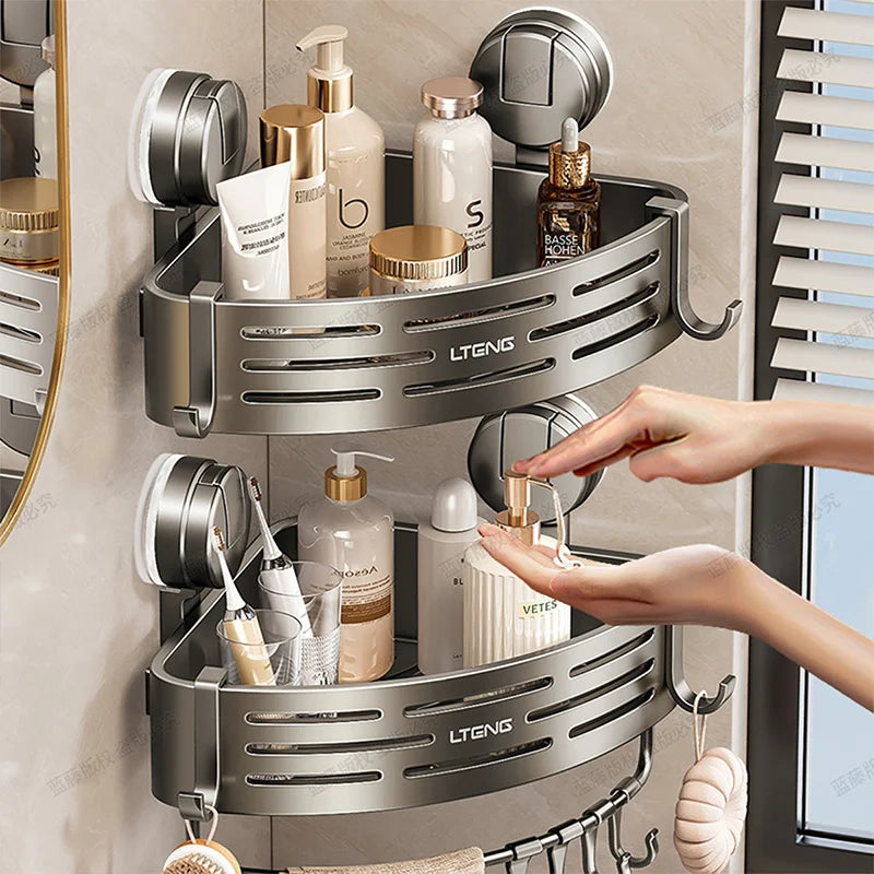 Triangle Bath Caddy With Suction Cups Stainless Steel Bathroom Organizer