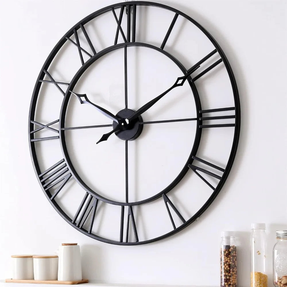 Modern Industrial Wall Clock With Bold Analog Numerals For Living Room