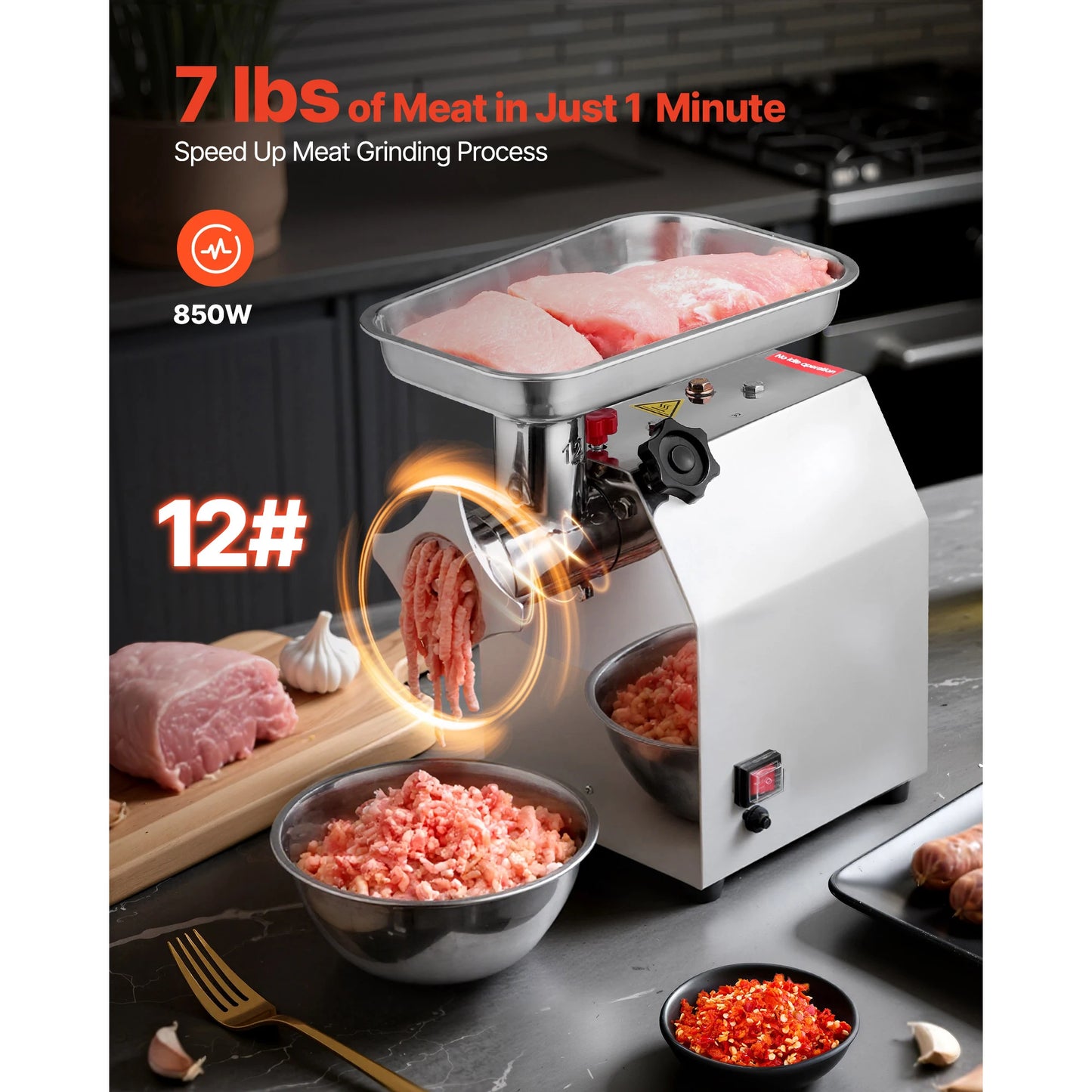 SucceBuy Commercial Electric Meat Grinder Mincer With 2 Grinding Plates