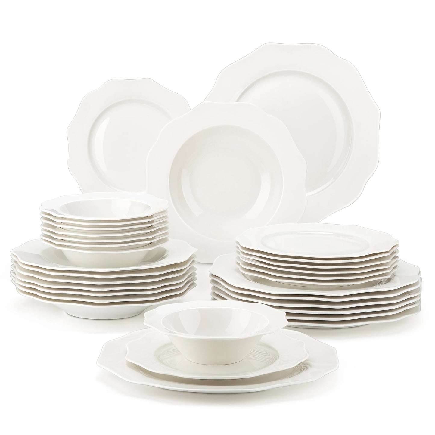 Malacasa Nordic Bone China Ceramic Dinnerware Set For Elegant Dining