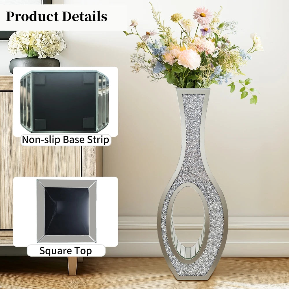Tall Crush Diamond Pattern Decorative Floor Plant Vase
