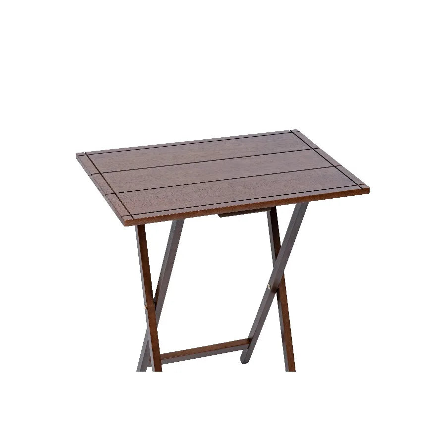 Mainstays Farmhouse Folding TV Tray Table Set With Storage Rack
