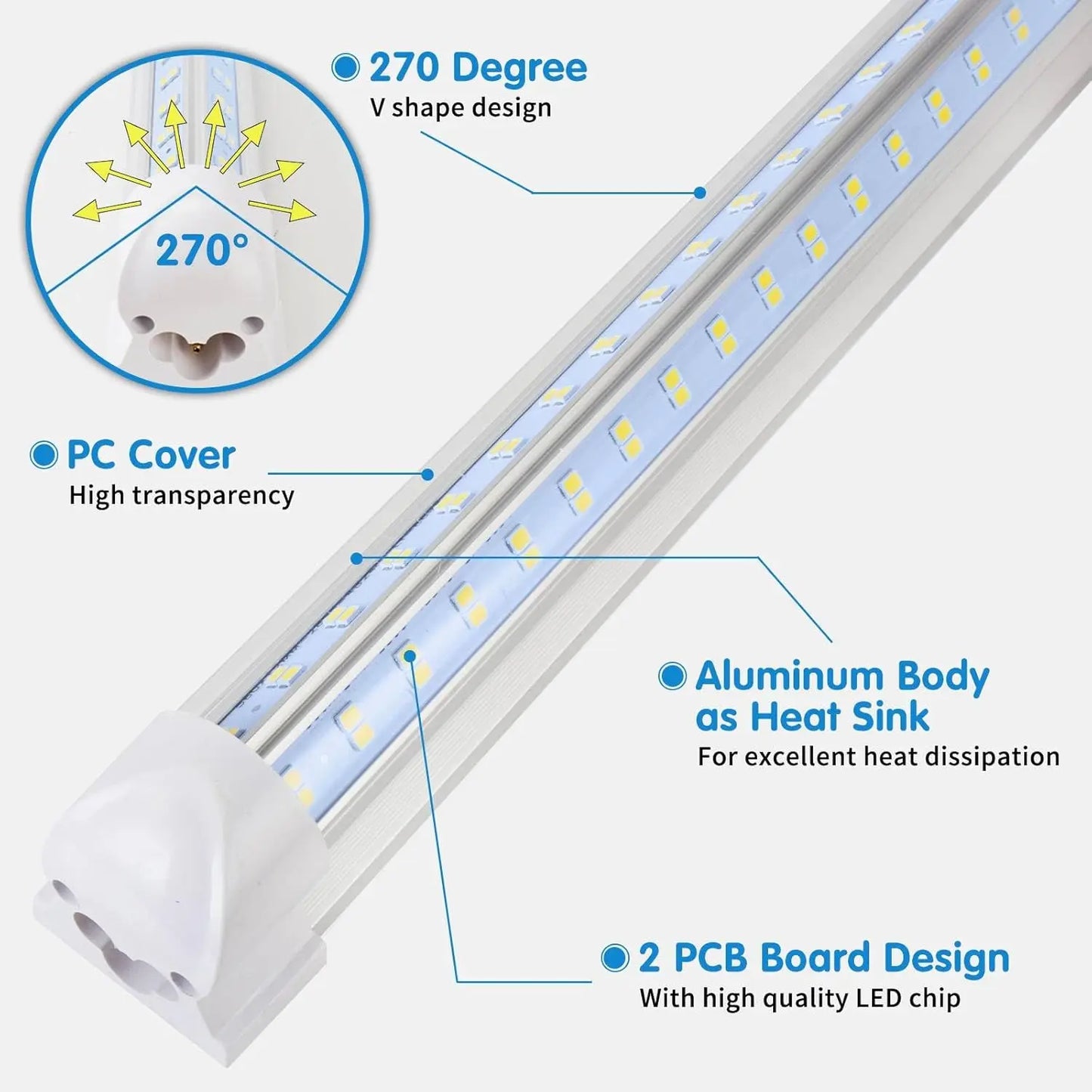 BSK BESTKA Led Shop Lights 50W 6500K 7500LM Linkable