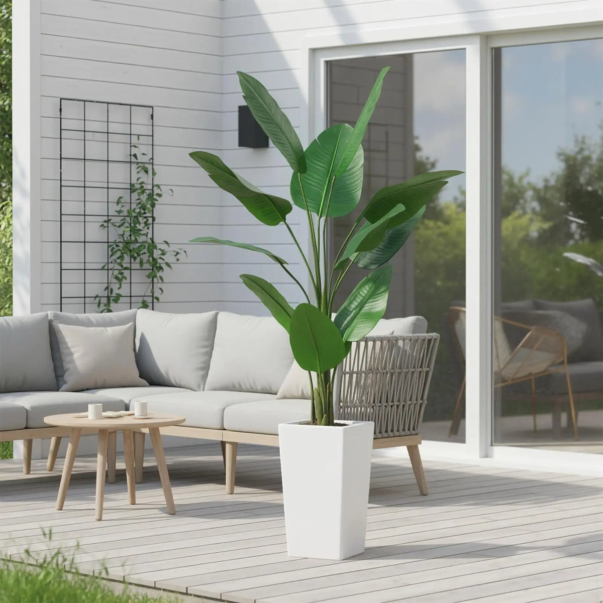 Himiss Faux Banana Tree Artificial Plant With Indoor Planter
