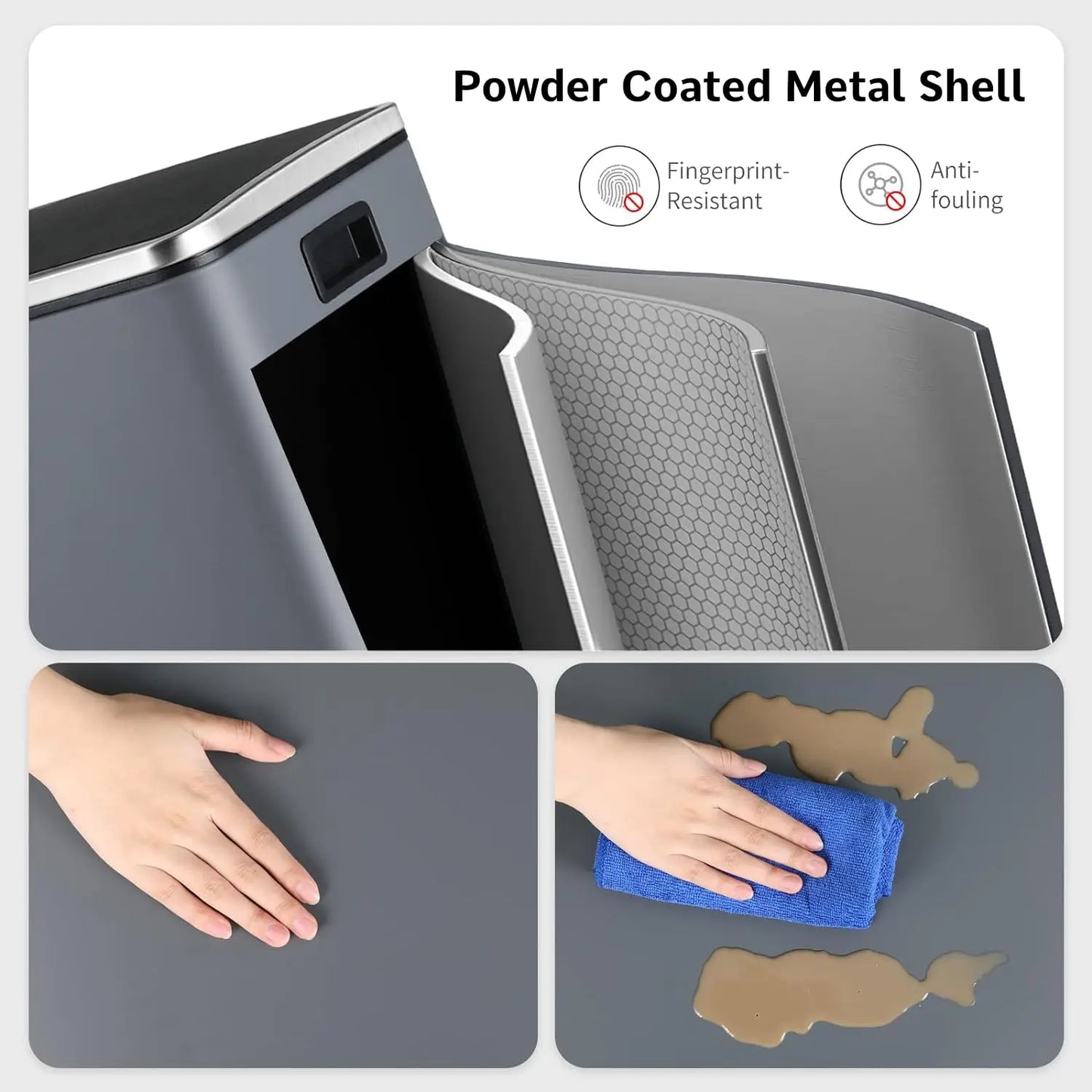 Stainless Steel Kitchen Trash Can Dual Recycling Bin With Soft Close Lid