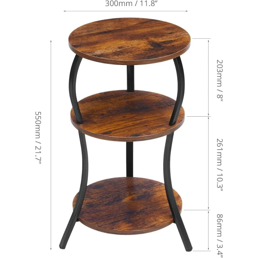 NBVCX Three Tier Round Side Table for Living Room Spaces