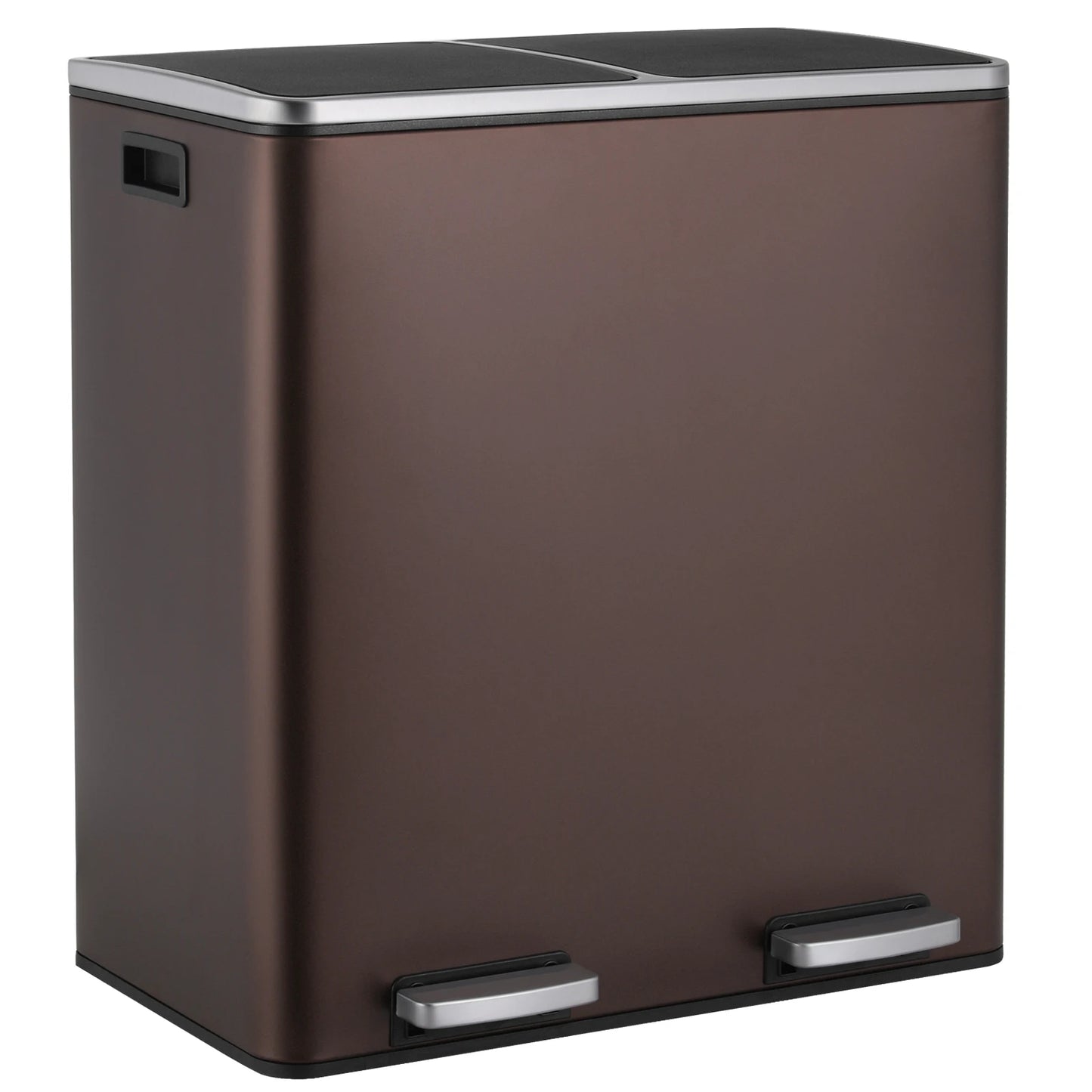 Stainless Steel Kitchen Trash Can Dual Recycling Bin With Soft Close Lid