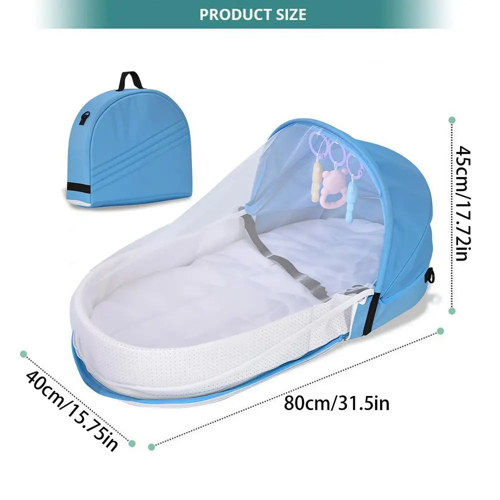 Portable Kids Travel Bed Lightweight Crib With Fly Net Camping