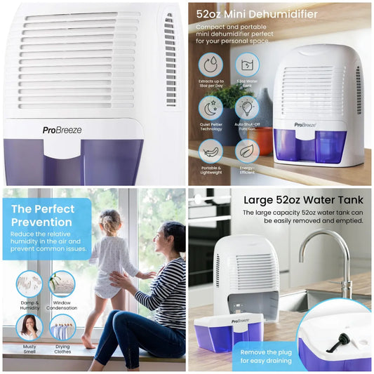 XMSJ Portable Electric Mini Dehumidifier 1.5L Auto Shutoff