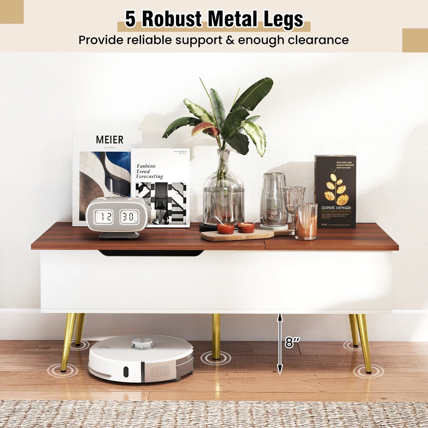 HOMASIS Lift Top Coffee Table With Hidden Compartments