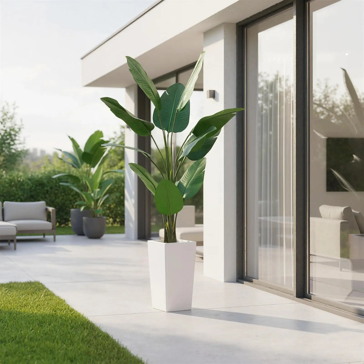 Himiss Faux Banana Tree Artificial Plant With Indoor Planter