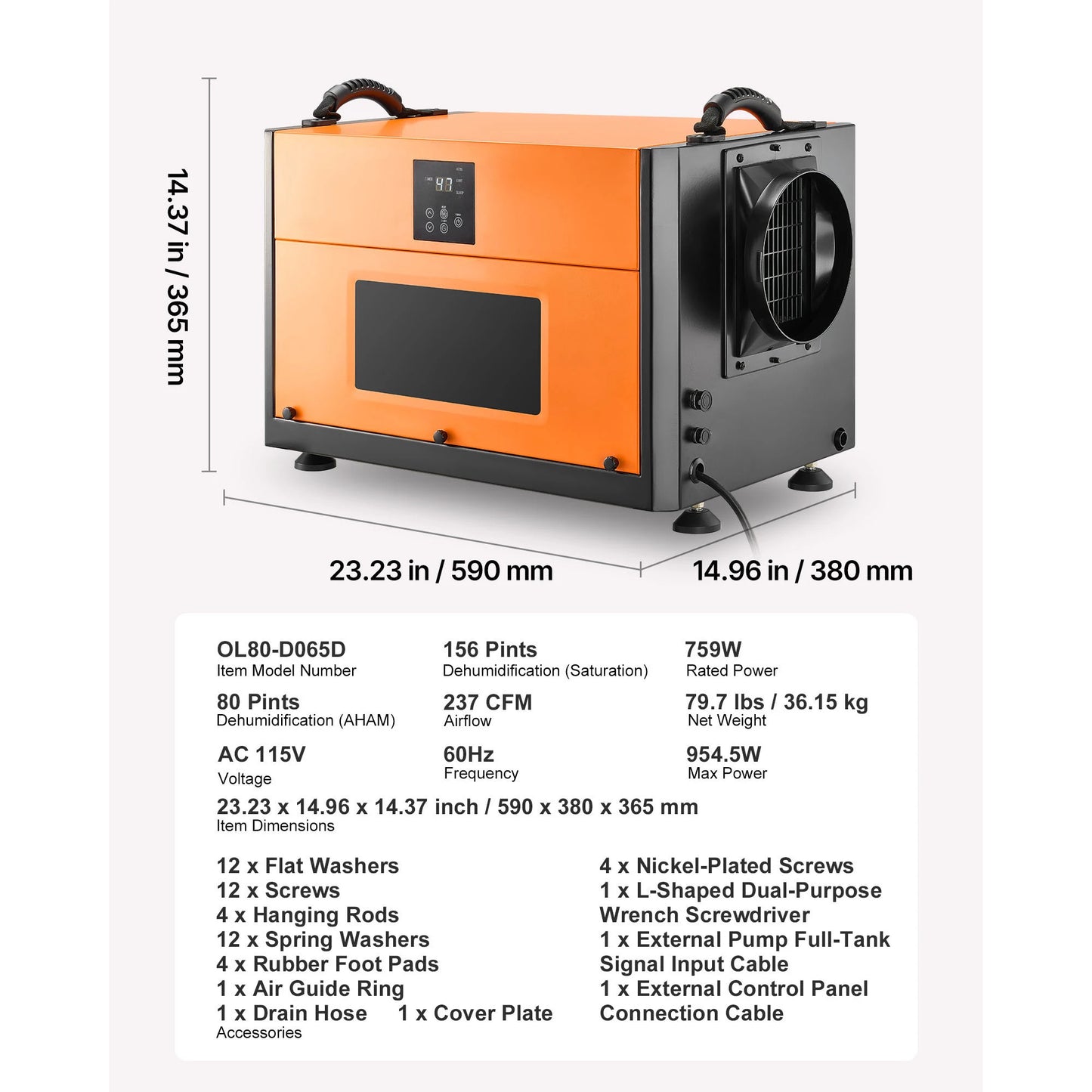 SucceBuy Commercial Dehumidifier With Drain Hose For Crawl Space Storage