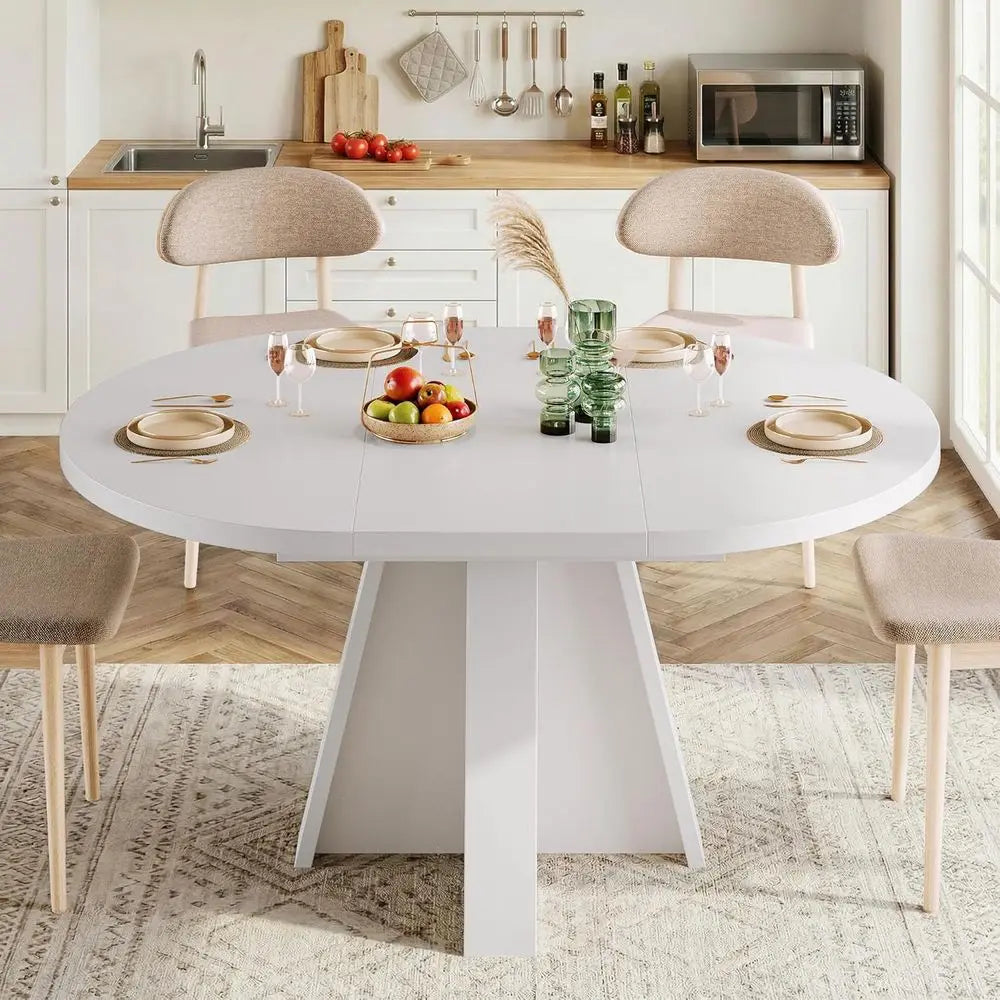Ticify Expandable Round Dining Table For Kitchen And Dining Room