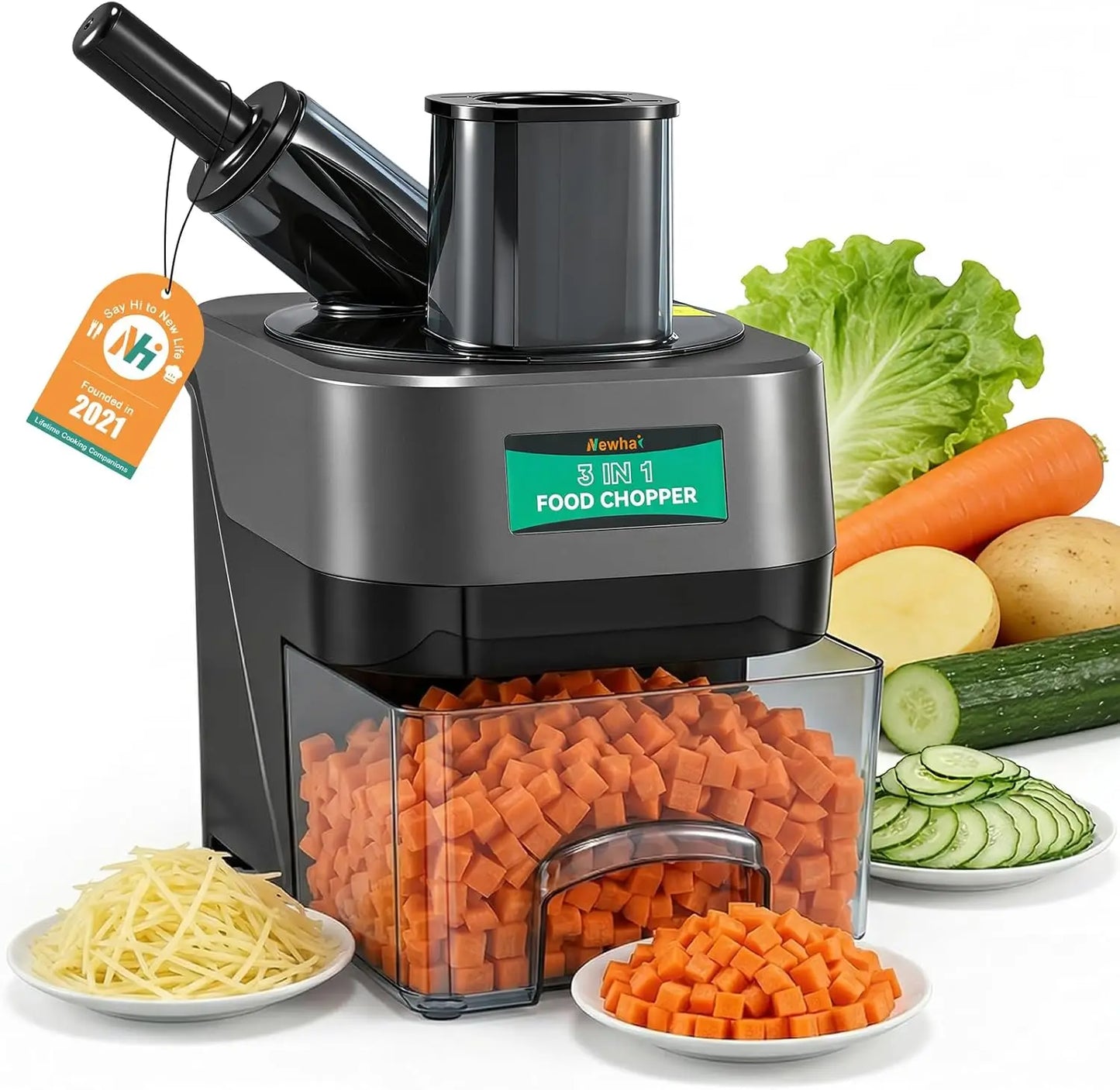 XMSJ 3 In 1 Electric Vegetable Dicer Slicer Shredder Chopper