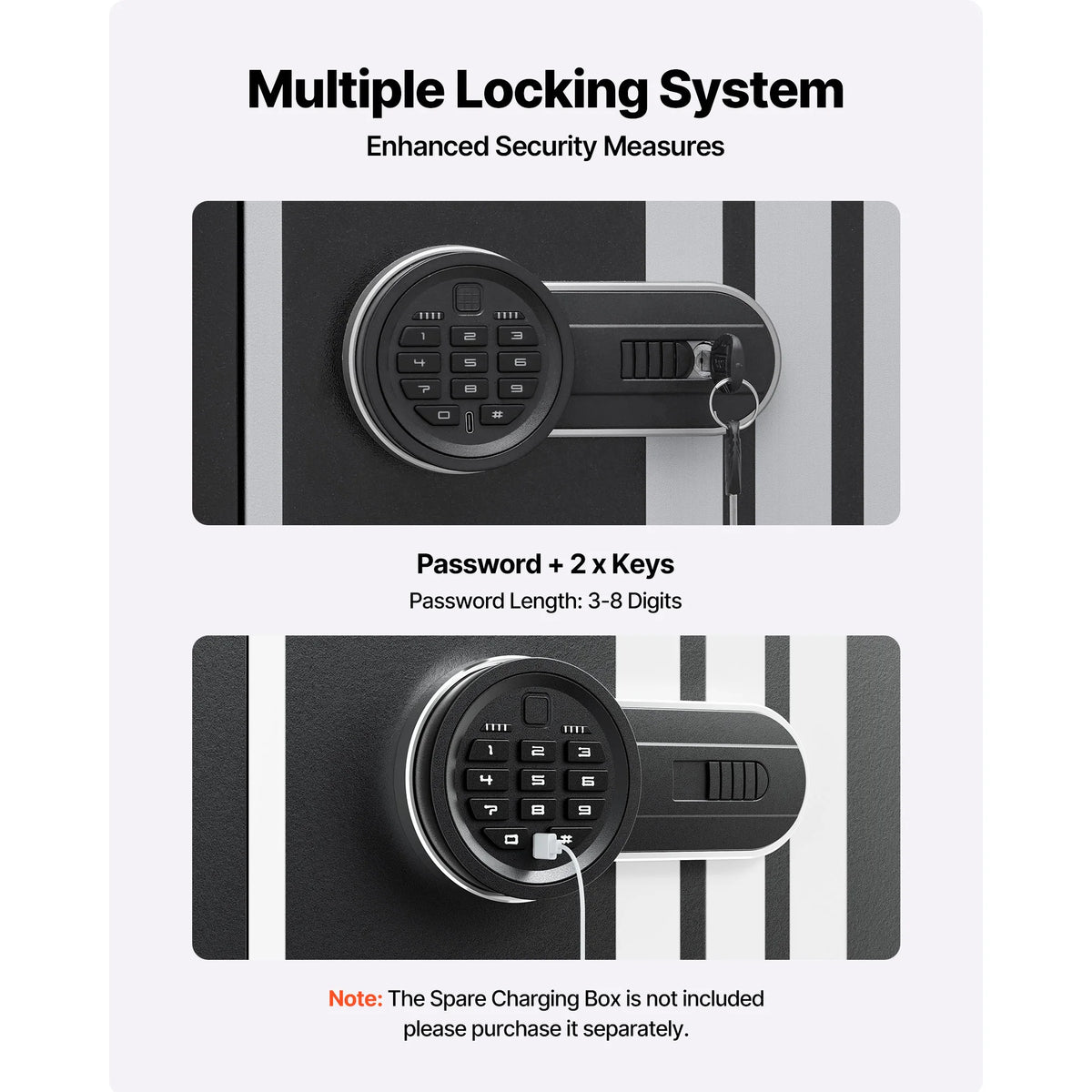 SucceBuy Fireproof 4 Gun Long Gun Cabinet Digital Lock