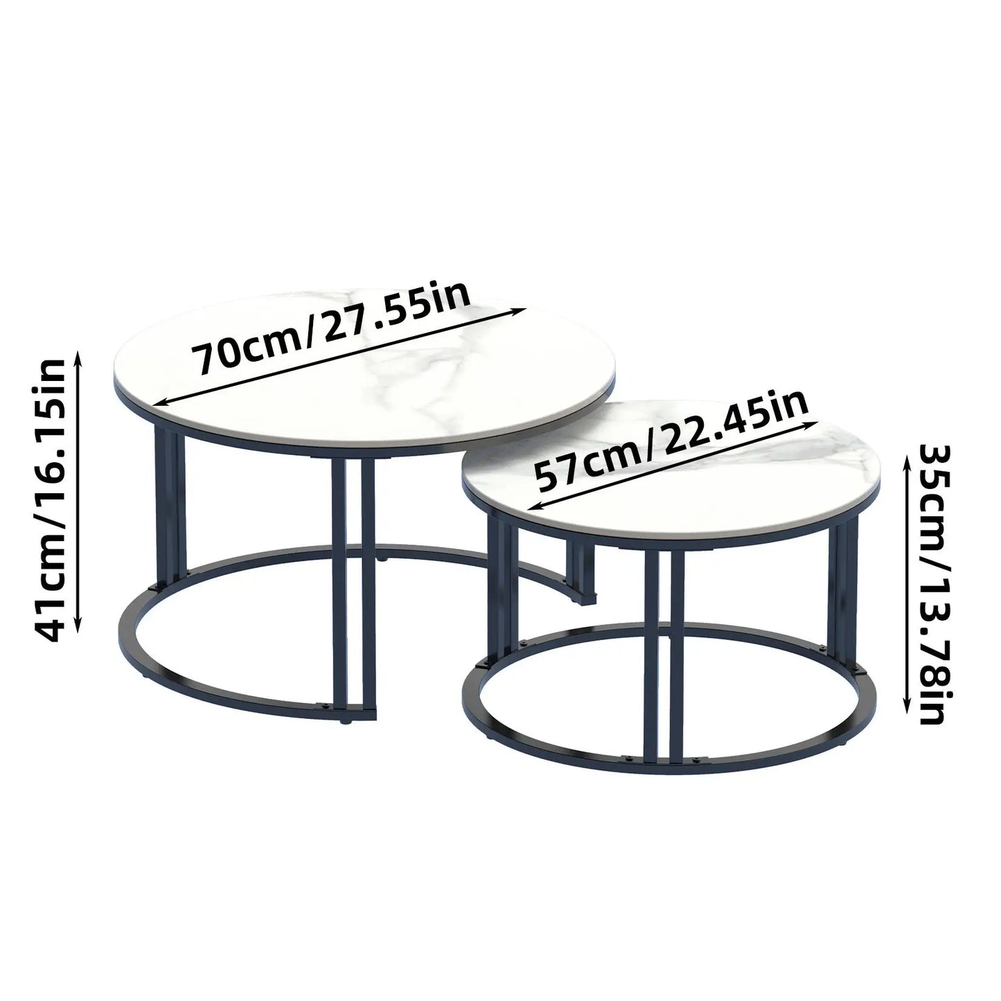 Wisfor Circle Nesting Coffee Table Set Of 2 Sinter Stone