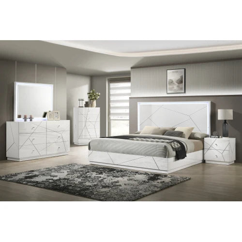 5 Piece Bedroom Set With LED Lighting And Modern Design