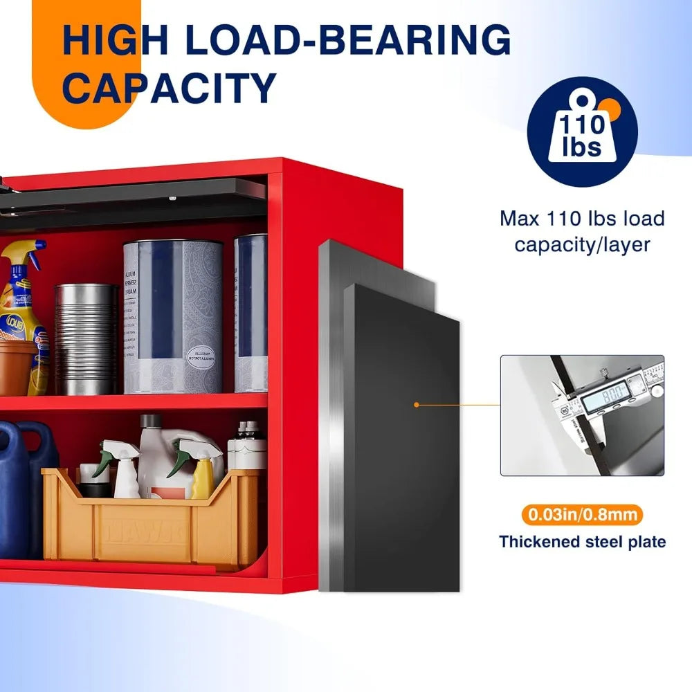 GELU Metal Garage Wall Cabinet With Doors And Shelves Storage
