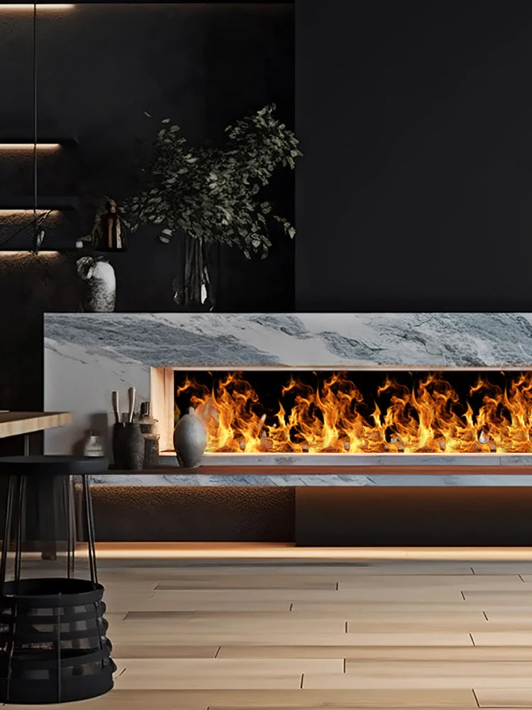 AFLYEVER Realistic 3D Multicolor Flame Electric Steam Fireplace with Tuya App