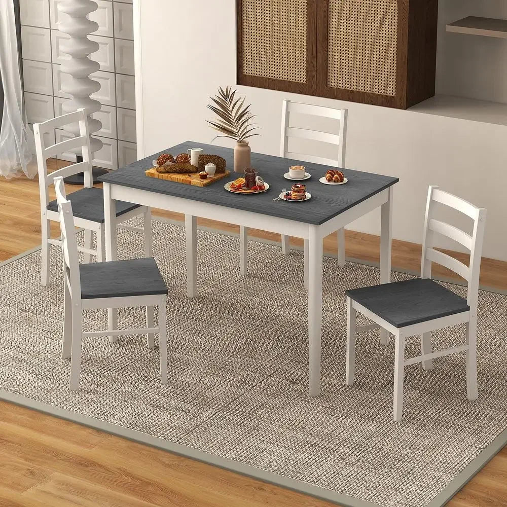 XMSJ Dining Table Set For 4 Modern Wood Kitchen Dinette