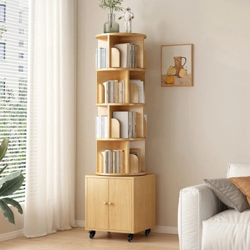 Narrow Corner Bookshelf 5 Tier Wood Organizer for Small Space Bedroom