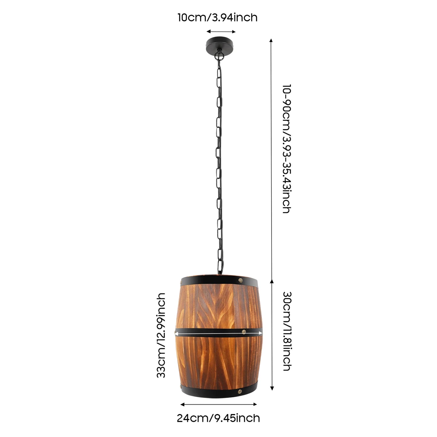 Wooden Barrel Chandelier Industrial Farmhouse Ceiling Light