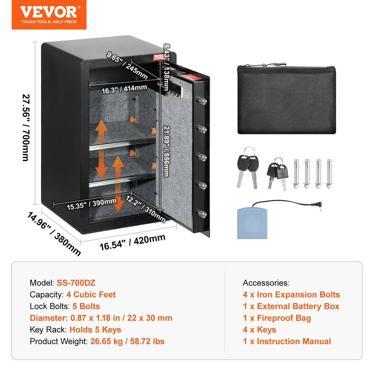 VEVOR Digital Double Door Safe With Fingerprint Lock