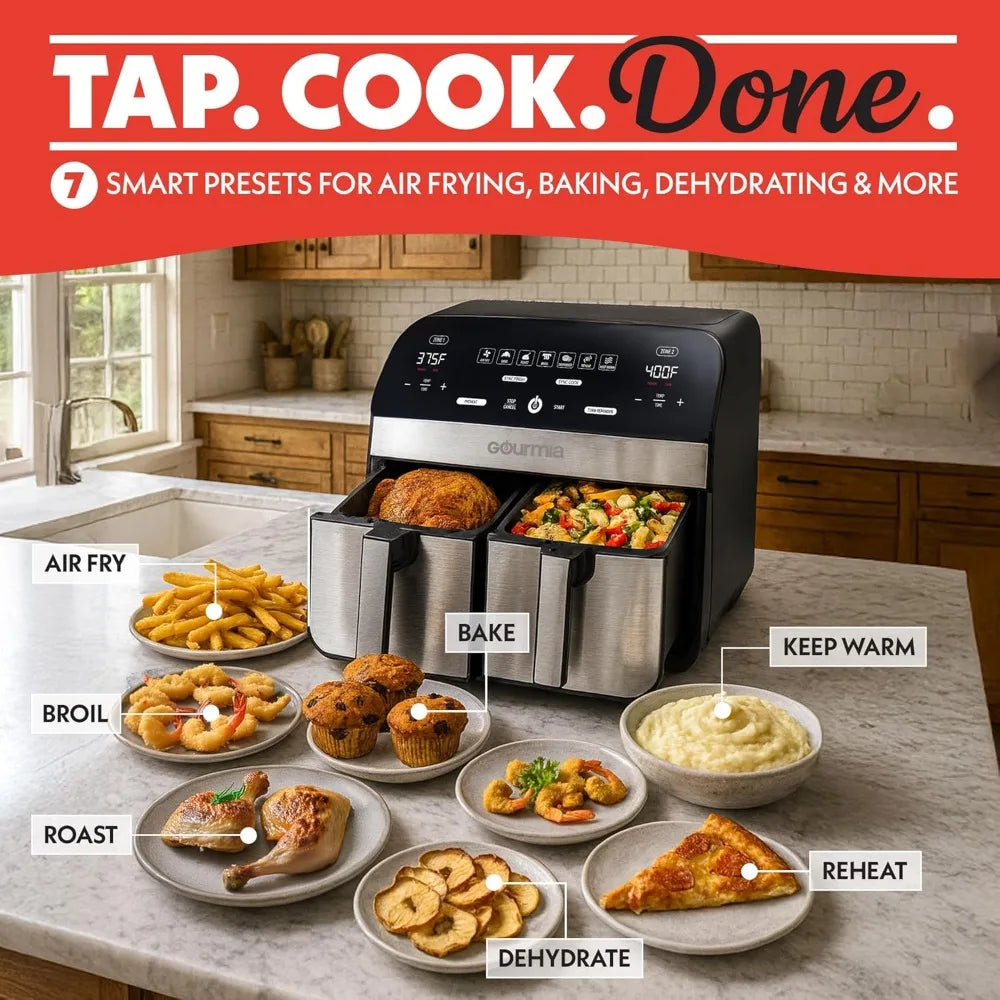 XMSJ Dual Basket Air Fryer With FryForce 360 Digital Display