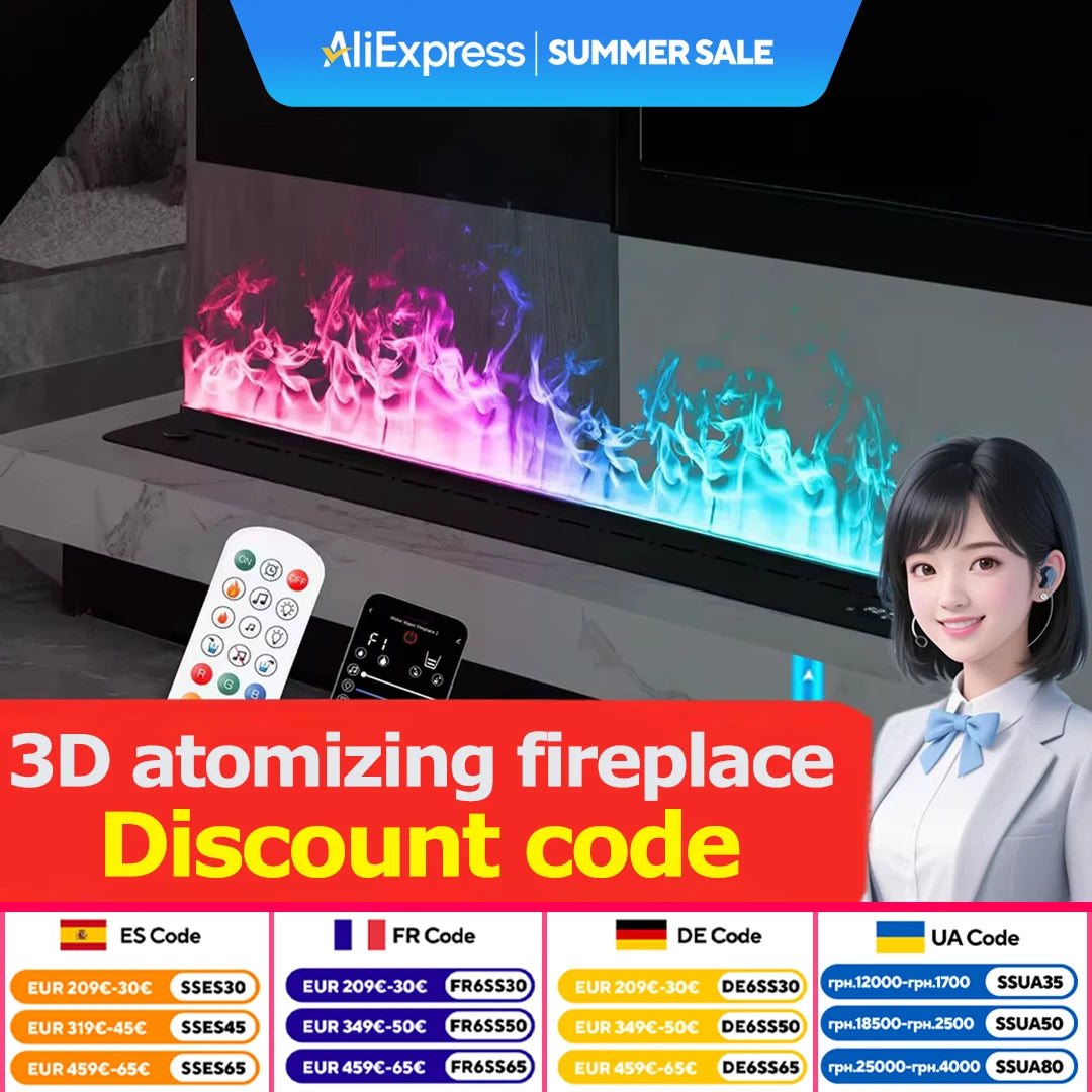 AFLYEVER Water Vapor Fireplace Humidifier 3D Steam Decorative
