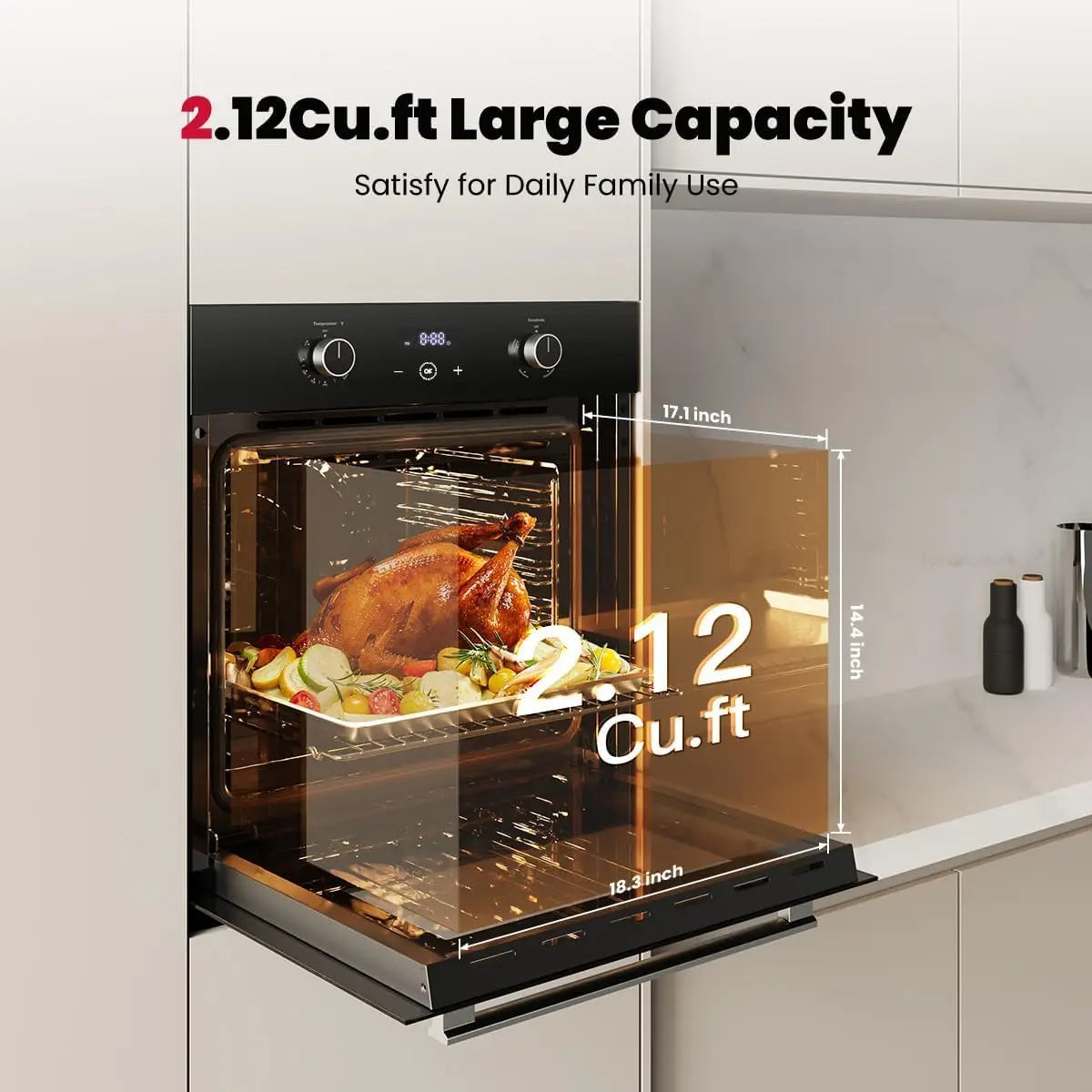 XMSJ Gas Wall Oven With Convection Bake Broil Digital Timer