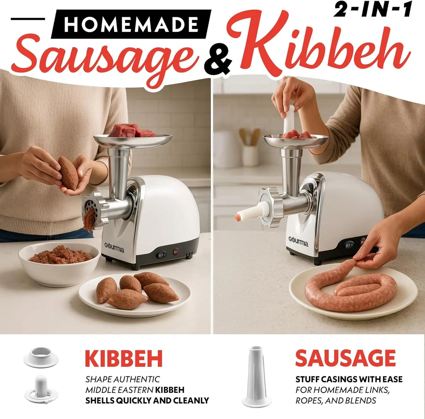 XMSJ Electric Meat Grinder 500W Commercial Grade Sausage Stuffer