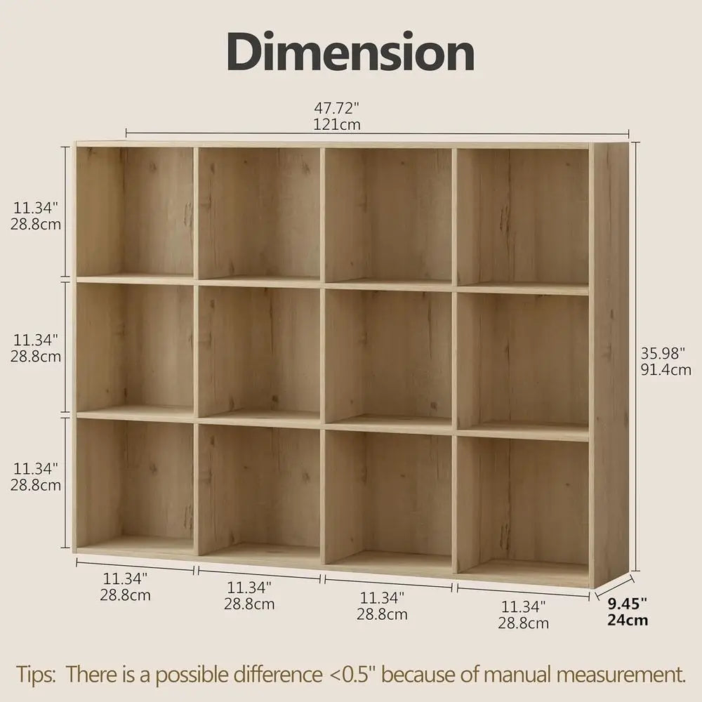 12 Cube Wooden Storage Organizer With Reversible Shelves And Back Panel