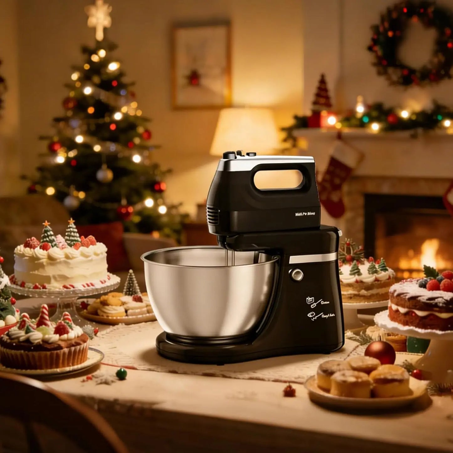 XMSJ 2 In 1 Stand Mixer With 4.8 Qt Tilt Head Bowl