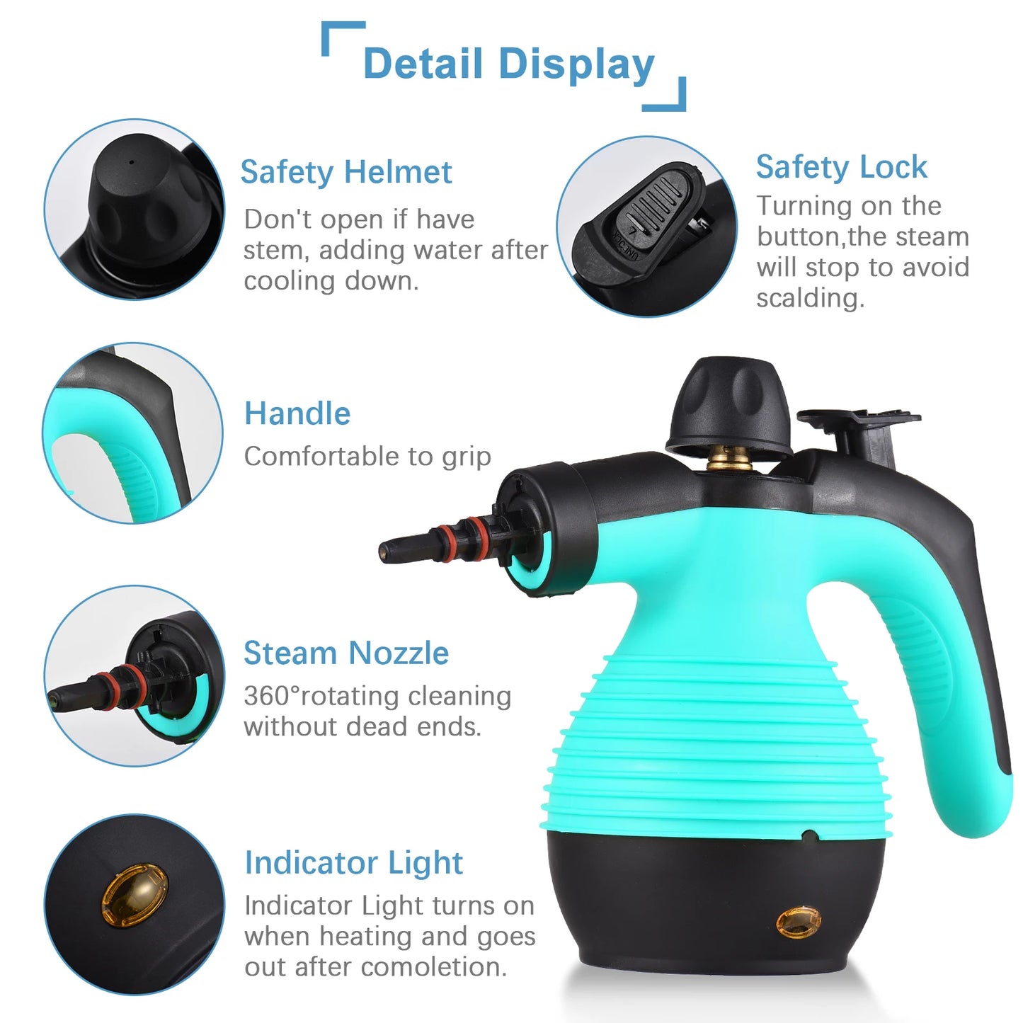 Romellar Portable Handheld Steam Cleaner 1050W High Temperature Pressurized