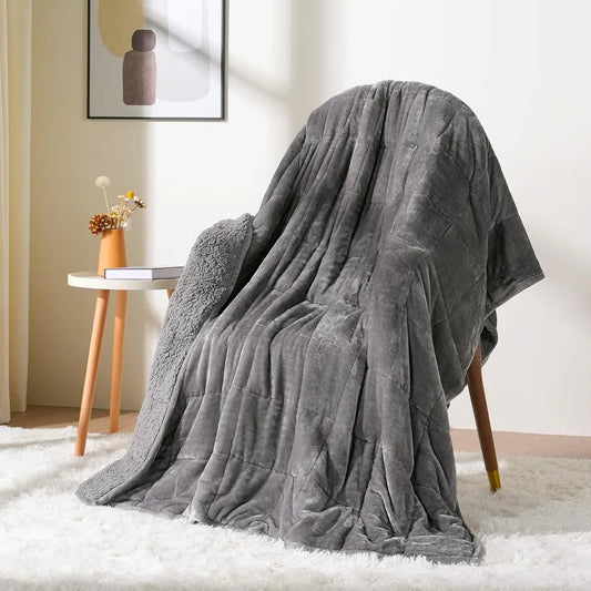 Cotton Sherpa Fleece Weighted Blanket 15 Lb For Adults