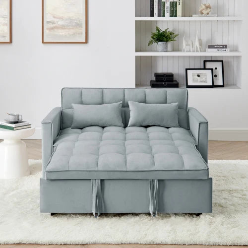 Modern Velvet Sofa Bed With Pullout And Adjustable Back